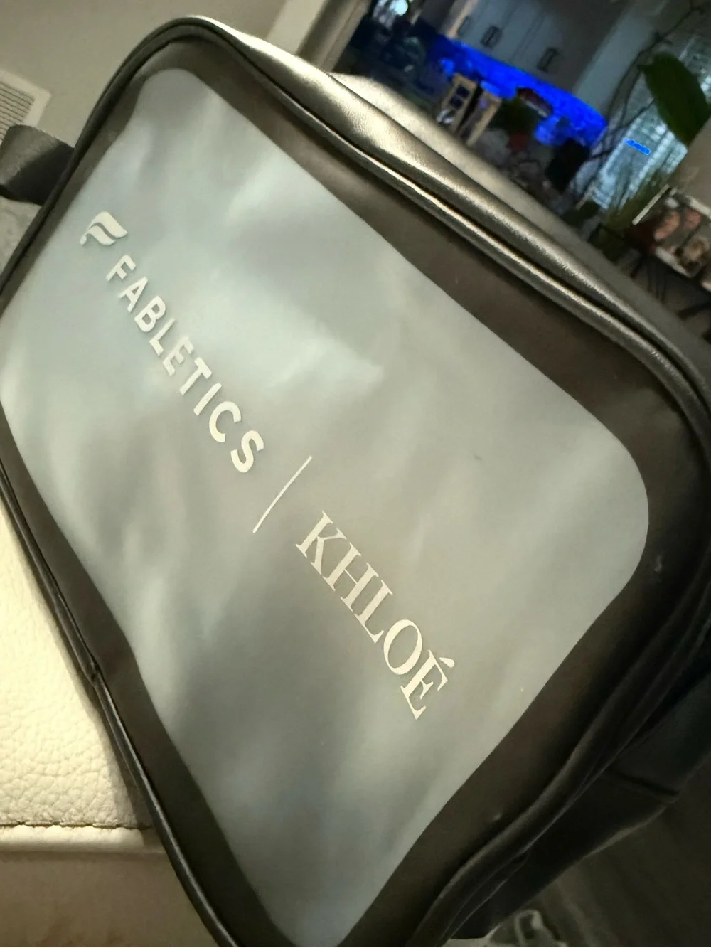 Fabletics Gray and Black Khloé Logo Pouch
